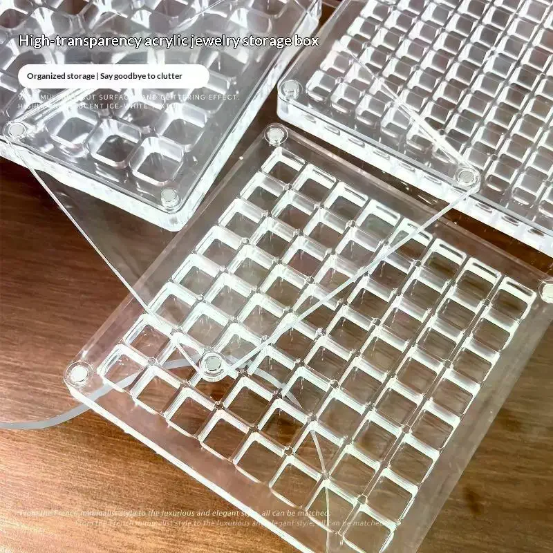 1Pcs Acrylic Gold Transfer Pendant Compartment Collection Box 36/64/100 Grids Gold Bean Storage Box Antioxidant Display Box
