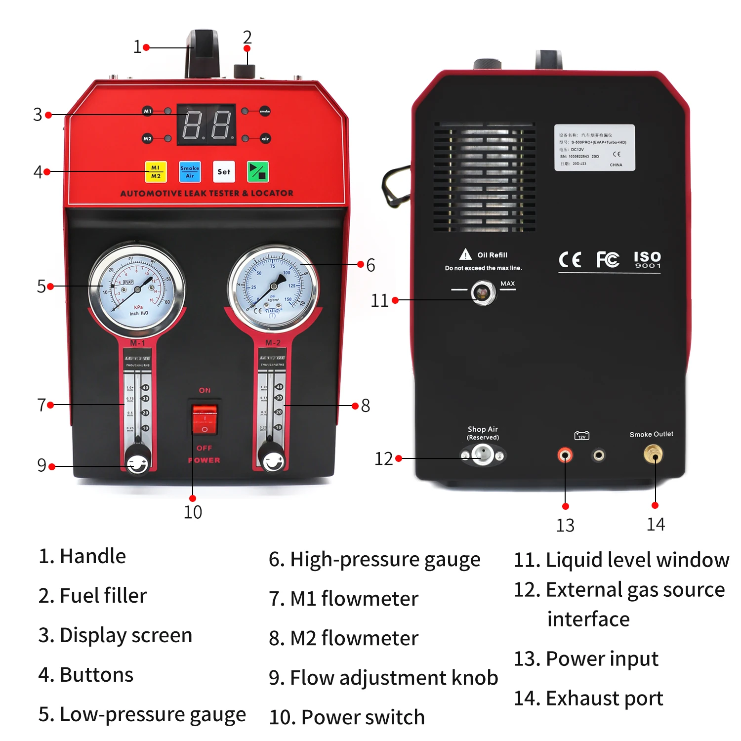 

Автомобильный детектор утечки дыма высокого давления 145PSI, автомобильный локатор утечек EVAP, автомобильный детектор утечки воздуховода кондиционирования воздуха