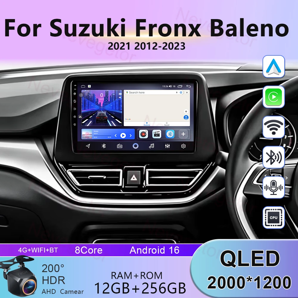 Navigation For Suzuki Fronx Baleno 2021 2012-2023 Android 16 Multimedia Video Player Carplay Touch Screen RDS 8 Core DSP 5G WiFi