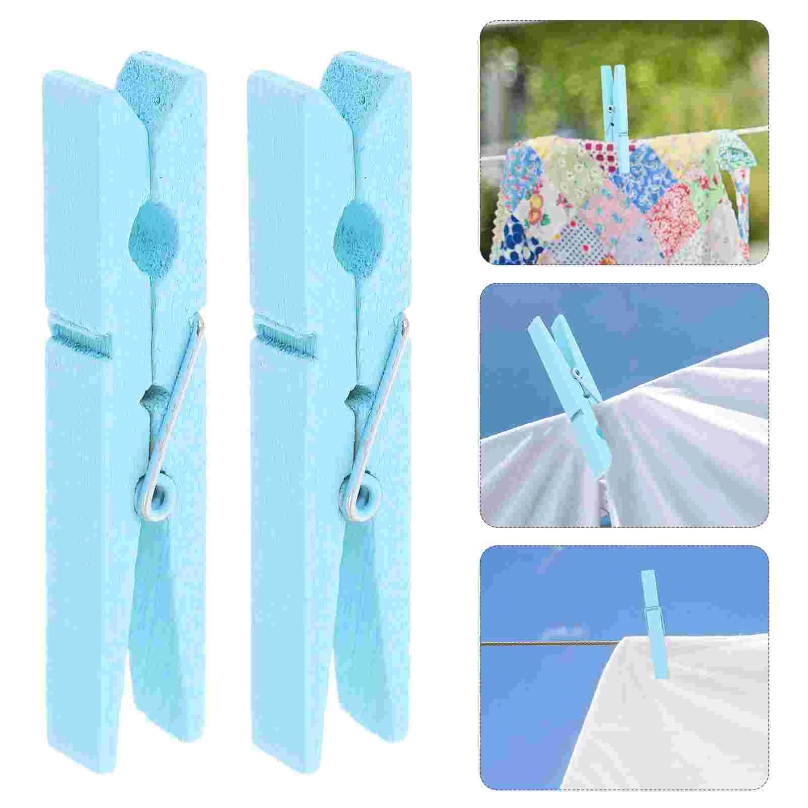 

30pcs 29 Inch Wooden Clothespins Clothes Pegs (Sky Blue) Clothes pins