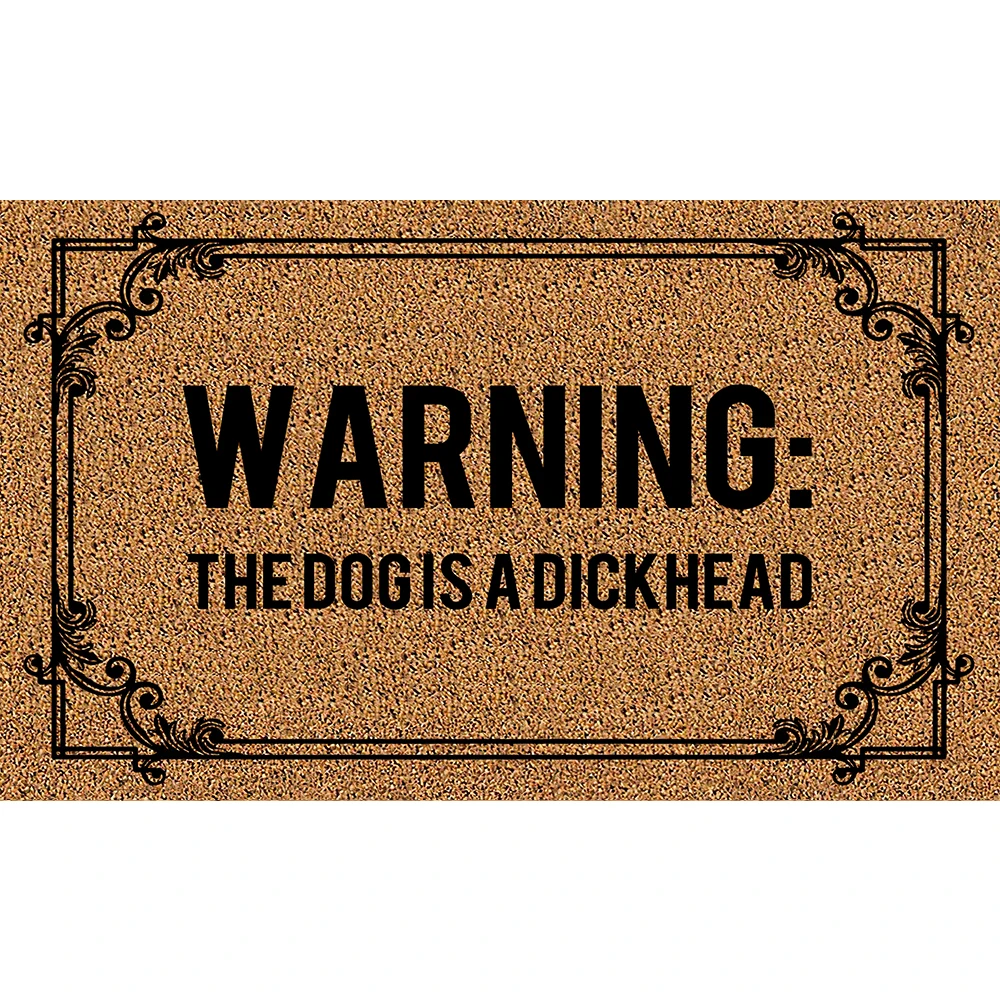Warning The Dog Is A Dickhead Doormat Outdoor Anti-Slip Rubber for Entryway Indoor Front Porch Decor Rug Door Mat Warming Gift