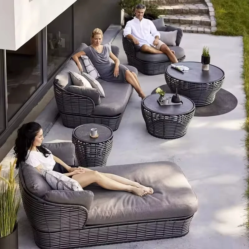 

Outdoor Waterproof Aluminum Rope Glass Sofa Set for Courtyard Garden Patio and Warehouse