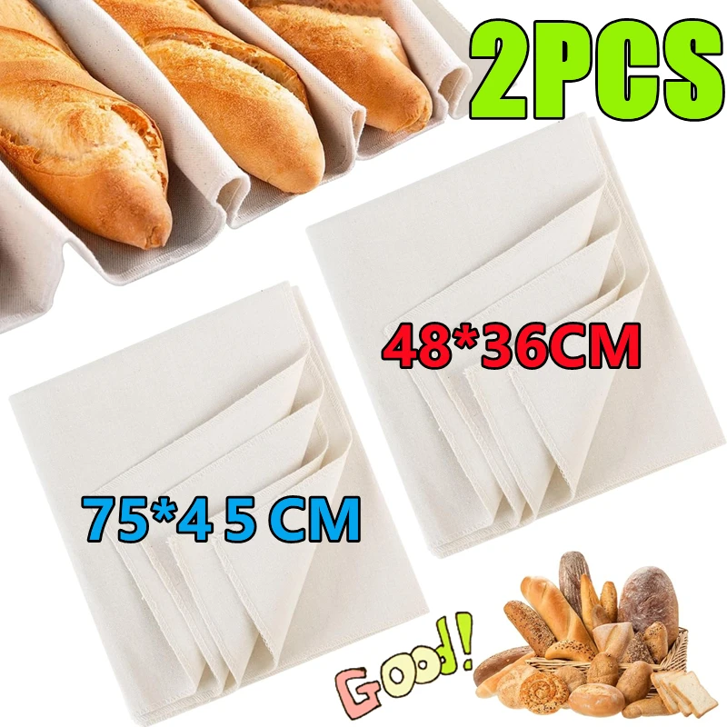 New 2/1PC Fermented Cloth Dough Bakers Pans Bakers Dough Couche 100% Cotton Pastry Proofing Cloth Baking Bread Baguettes Loafs