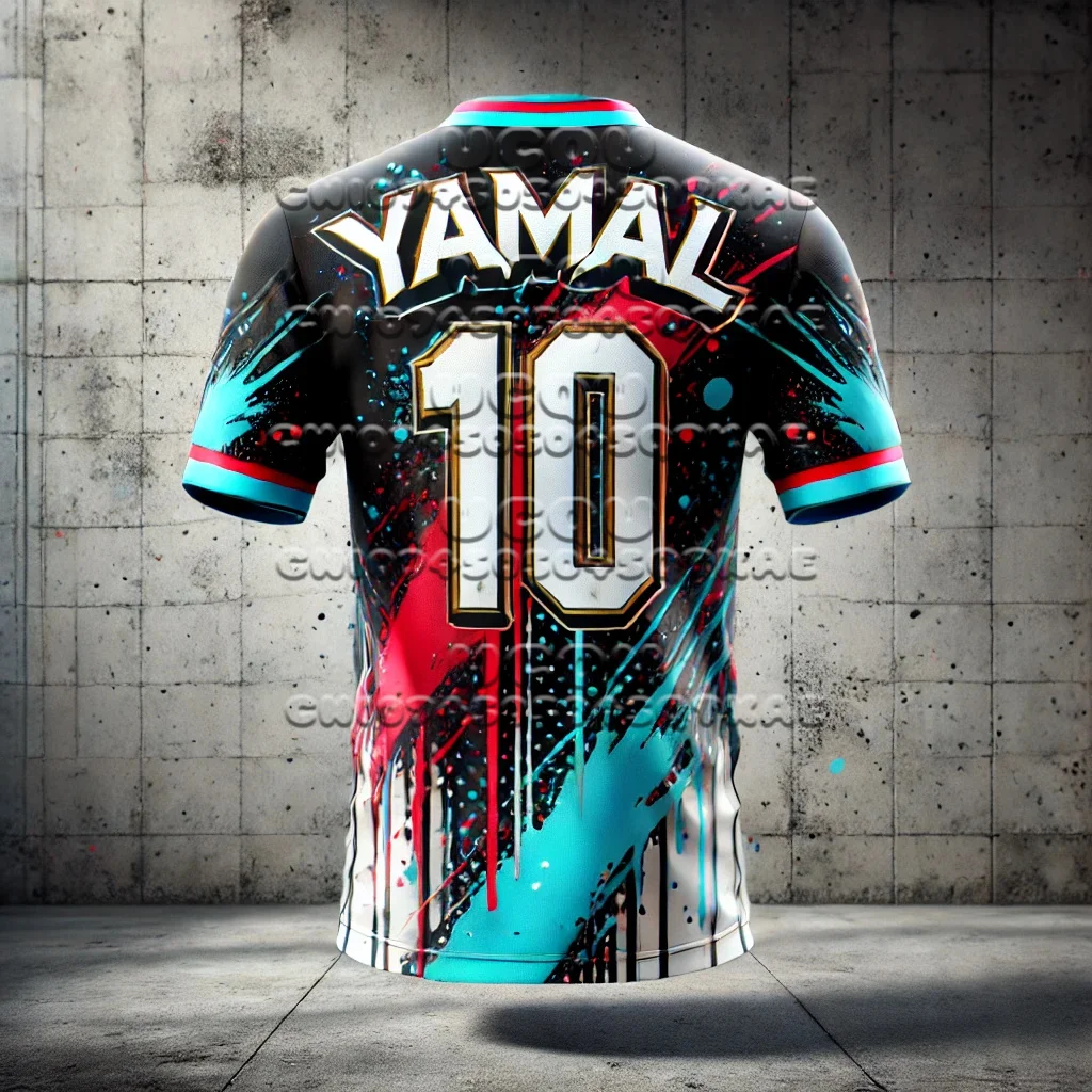 WhatGPT conçu hauts de sport nouveaux enfants T-shirt Style Graffiti spécialement Football Superstar Yamal No.10 3D imprimé T-shirt hommes hauts