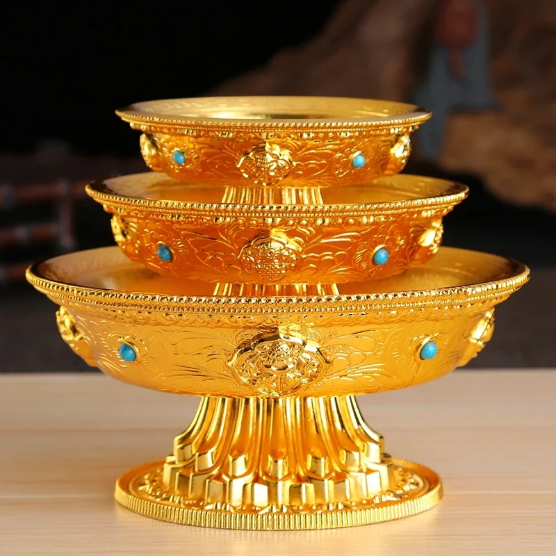 Zinc Alloy/Best of Luck Fruit Plate/golden Fruit Plate/Buddha Storage Plate/3 Sizes Available  Fruit Platter