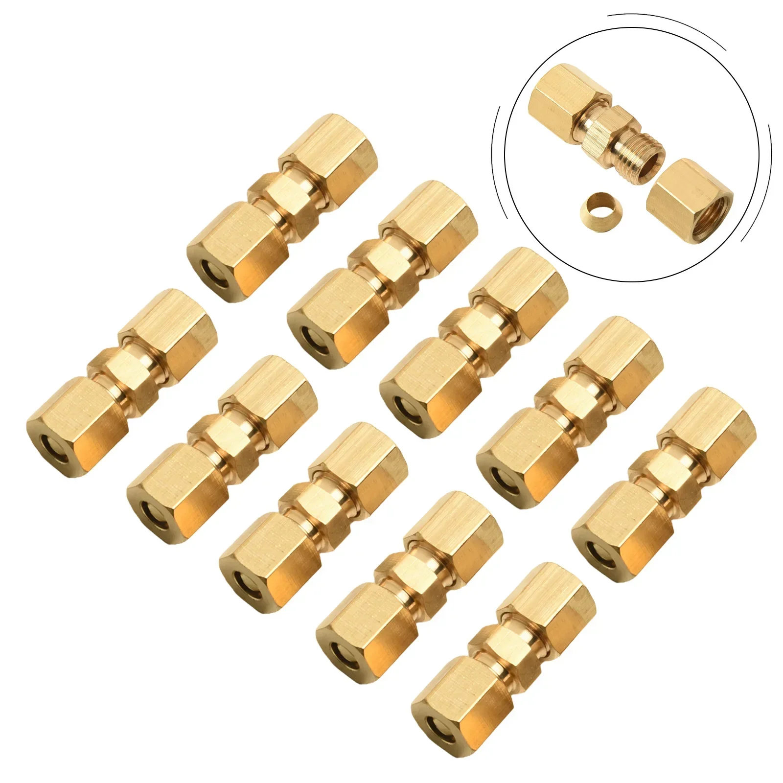 10pcs Brake Line Connector Without Flaring 4.75mm 3/16 Inch Brake Line Connector For Brand New Brake Line Car Accessories