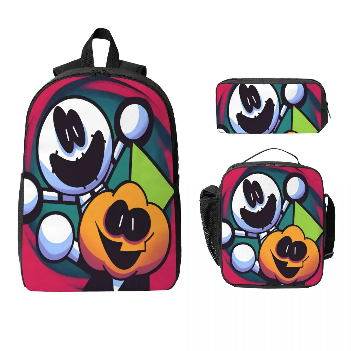 3Pcs Spooky Month Backpack Set for Children Pencil Boxes Bookbag Sets with Lunch Box For School Students Knapsack