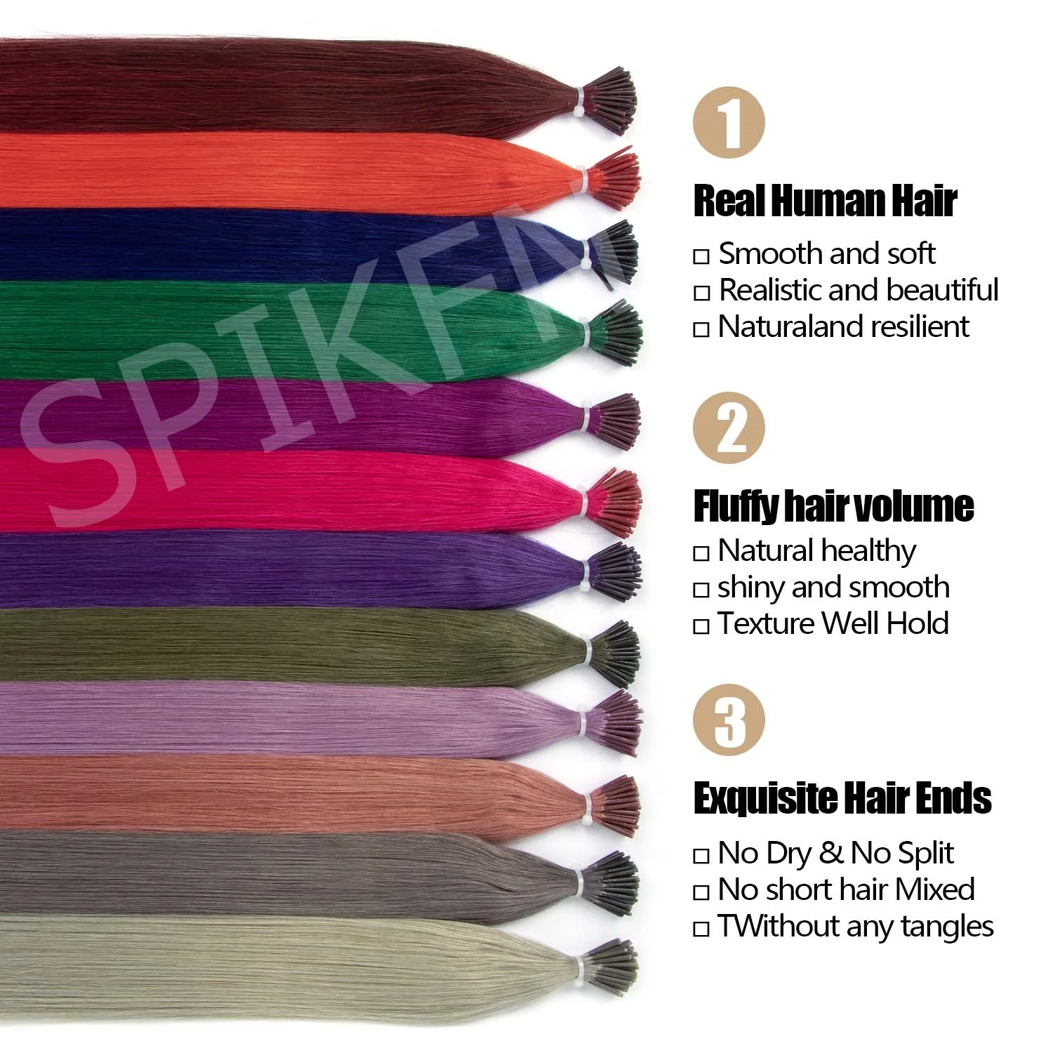 I Tip Hair Extensions for woman Real Human Hair Extensions I Tips k tip u tip Hair Colorful Hair Purple red green Hair cosplay