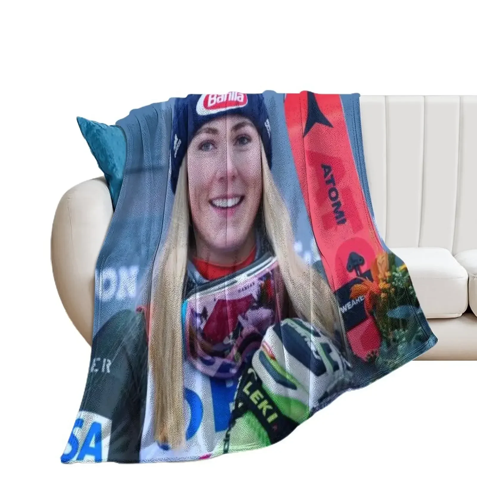 Mikaela shiffrin Throw Blanket Personalized Gift sofa bed christmas gifts Blankets