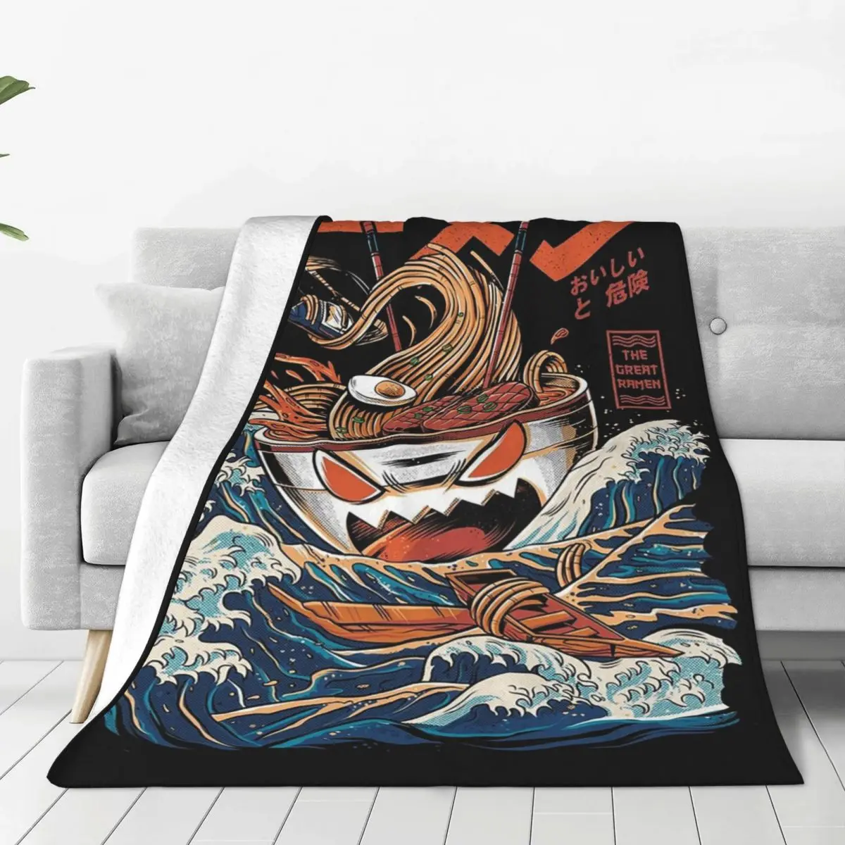 The Black Great Ramen Blankets Fleece Super Soft Sofa Throw Blankets For Home Bedroom Travel Throws Bedspread Quilt