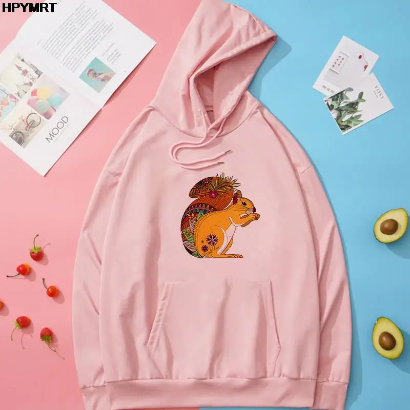 

Women Streetwear Spring Autumn and Winter Casual cozy Sweatshirts cute animal graphics squirrel printing street Fashion pullover