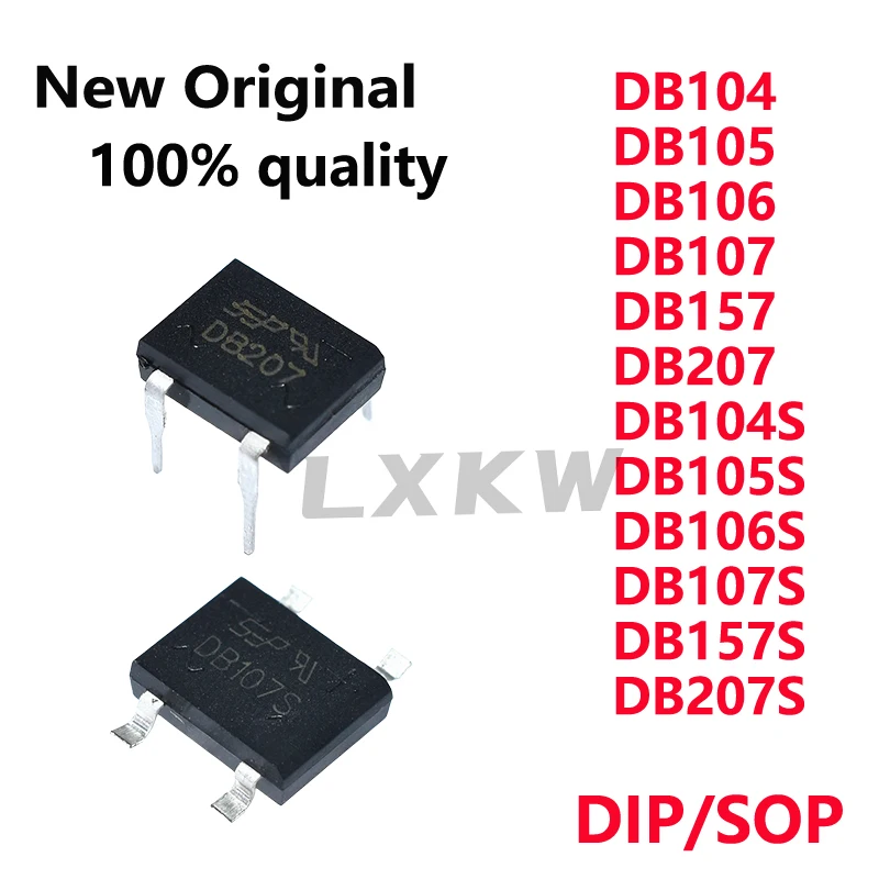 30PCS New DB104 DB105 DB106 DB107 DB157 DB207 DIP4 DB104S DB105S DB106S DB107S DB157S DB207S SOP4 Rectifier bridge pile In Stock