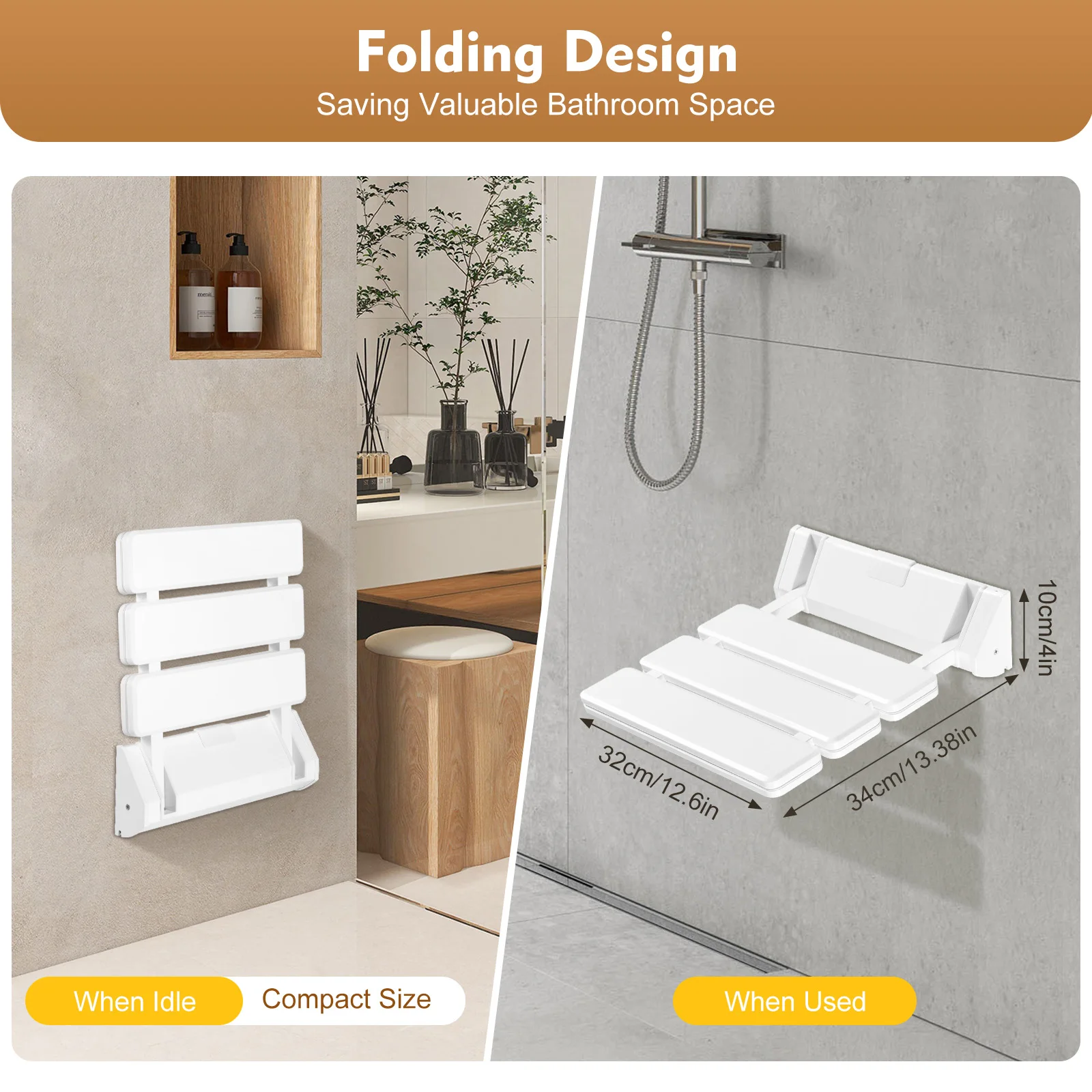 Wall Mounted Shower Seat Up To 130kg Bath Chair Shower Folding Mounted Seat Shower Seat Wall