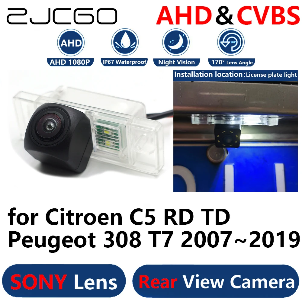 ZJCGO AHD 1080P Parking Backup Reverse Reversing Rear view Camera for Citroen C5 RD TD Peugeot 308 T7 2007~2019