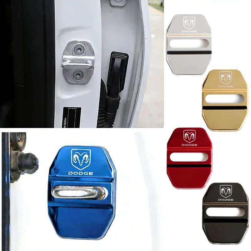 4pcs For Dodge Journey 2009-2016 Ram 2010-2019 Stainless Steel Car Door Lock Emblem Protective Case Cover Decoration Accessories