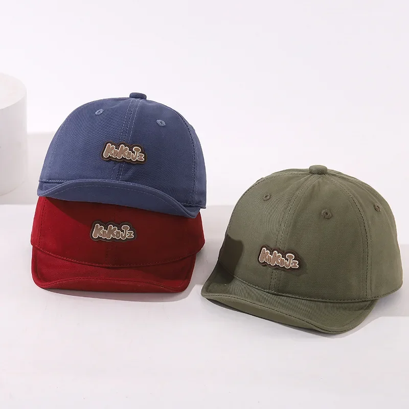 

Solid Color Baby Baseball Hat Summer Cotton Casual Kids Sunshade Visors Letter Label Boys Girls Duck Tongue Hats