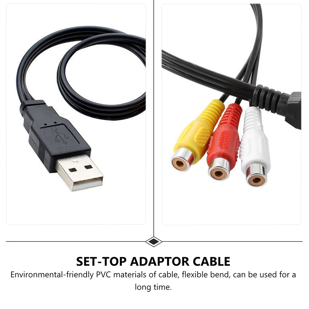 

1Pair USB to 3rca Cable High Quality Audio Av Cable Easy Install Set-Top Box Adapter Connector Flexible PVC Copper Core