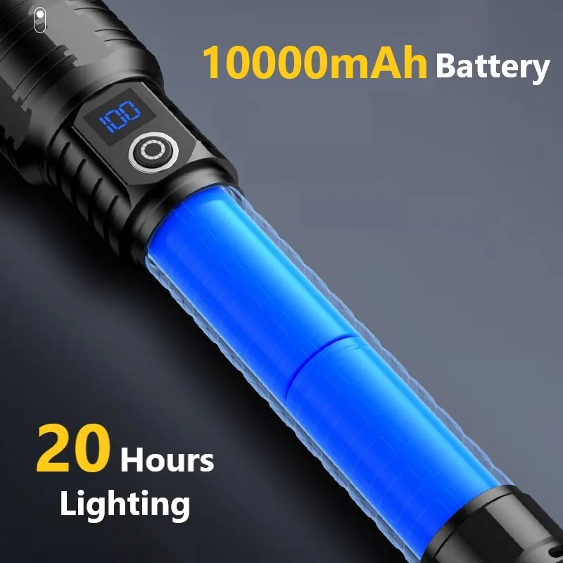 Super 800W LED Flashlights 15000mAh Battery High Power Rechargeable Type-c Torch Lights Long Range 5500 Meters Tactical Lantern