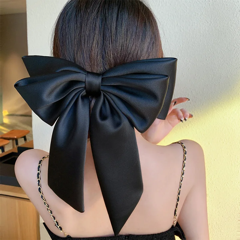 Satin Big Bow Headdress Spring Clip