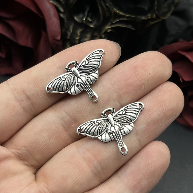 8Pcs 20*30mm Antique Silver Color Death Moth Charms Pendant Designer Charms Fit Jewelry Making DIY Jewelry Findings