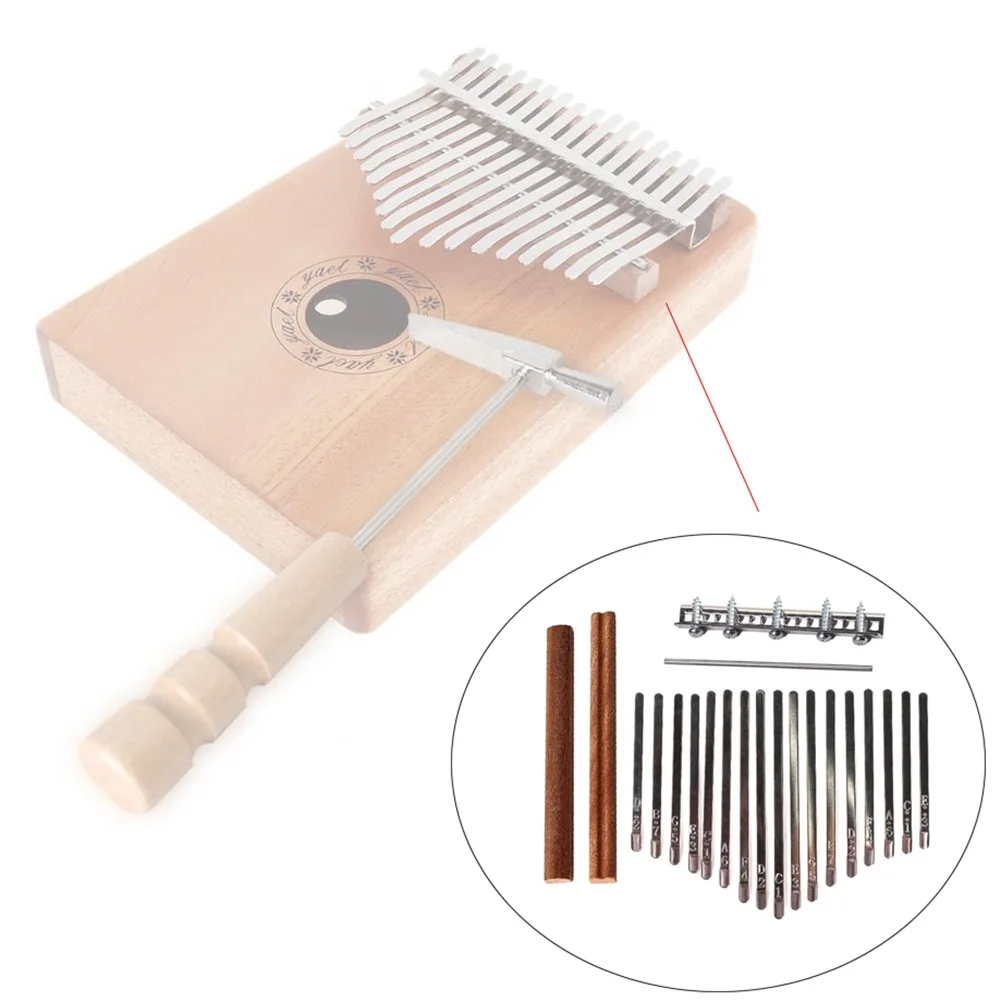 17 Keys Kalimba Thumb Piano DIY Replacement Parts Aluminum Alloy Keys Bridge Tuning Hammer Kit Thumb Piano Accessories wholesale