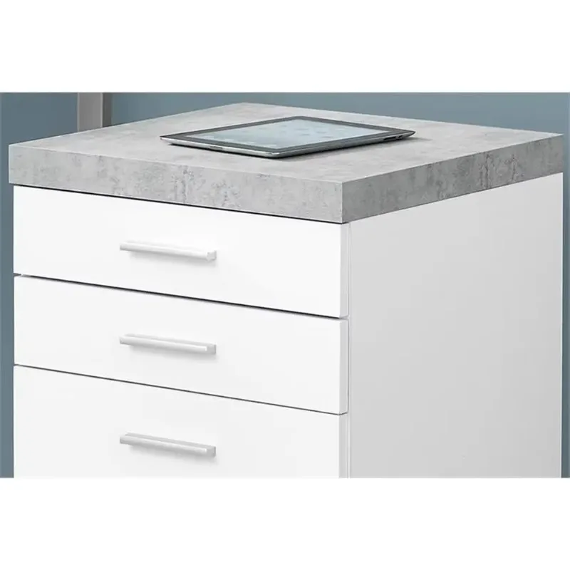I 7051 File Cabinet, Rolling Mobile, Storage Drawers, Printer Stand, Office, Work, Laminate, Grey, White, Contemporary, Modern