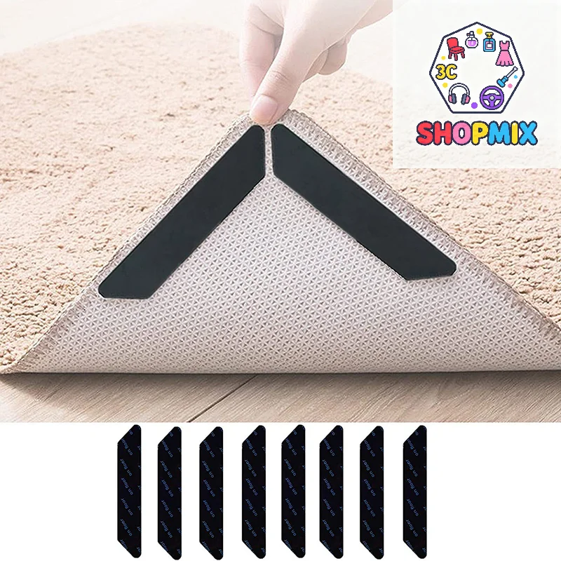 カーペット滑り止めステッカー 再利用可能 洗える 滑り止めマット カール防止 ラグパッド フロアカーペット コーナークリップ 固定グリッパテープ