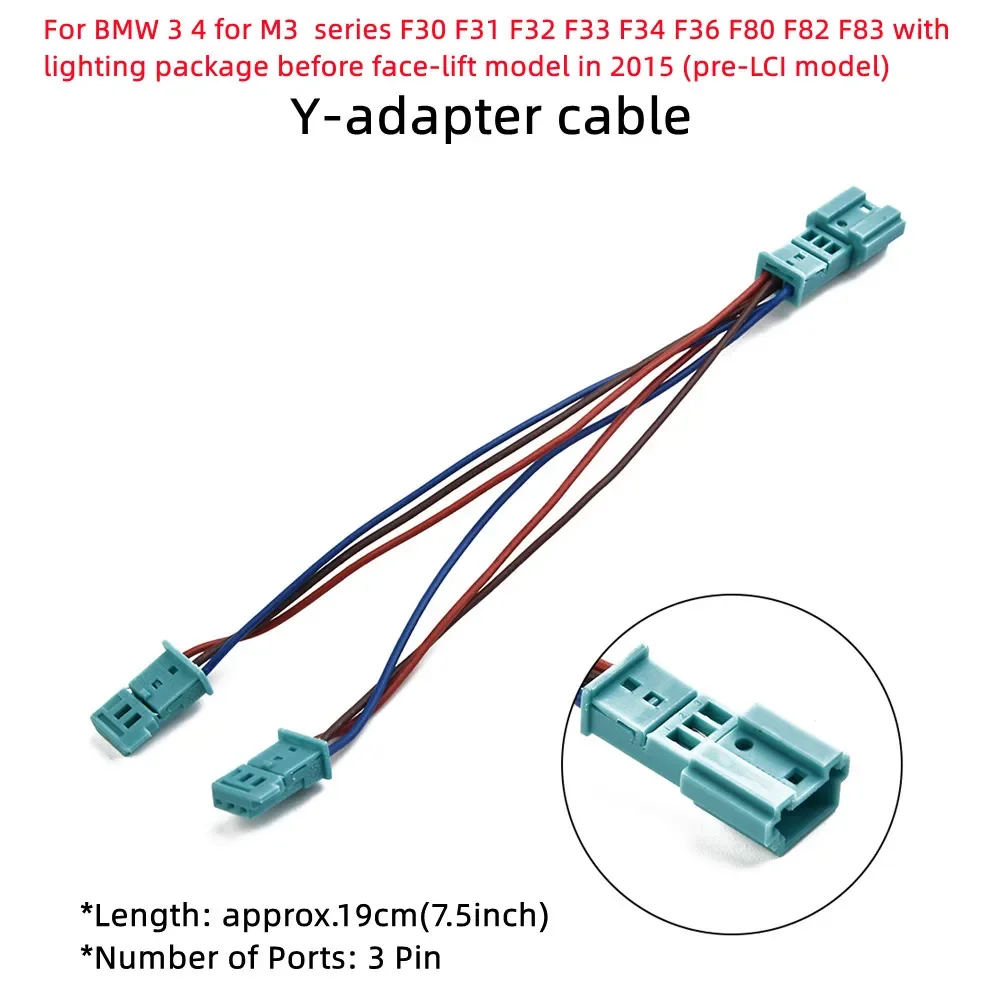 Narzędzie samochodowe Uchwyt na kubek LED Oświetlenie otoczenia AC/Radio Adapter 3-pinowy kabel Y Plastikowy metalowy pasuje do BMW F30 F31 F32 F33 F34 F36 F80 F82 83