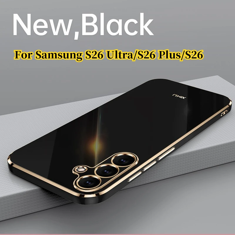 Solide plattierte Handyhülle für Samsung Galaxy S26 Ultra S26 Plus 5G S26Ultra S26Ultra Cover Soft Silione stoßfeste Hüllen Bumper