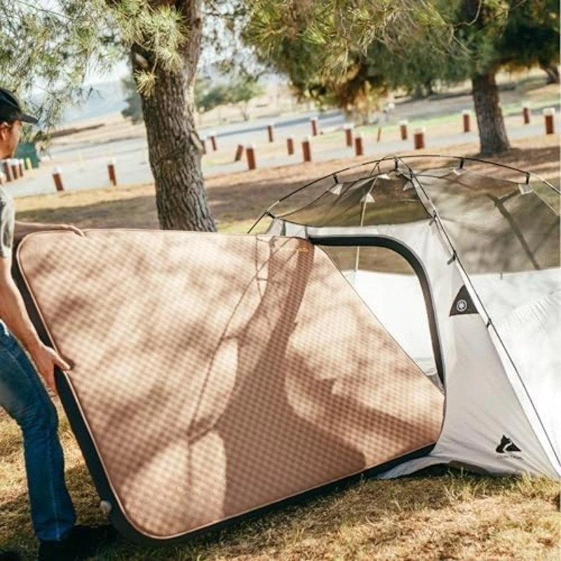 مرتبة تخييم هوائية وإسفنجية، وسادة نوم ذاتية النفخ، سميكة 4.5 بوصة، مع مضخة هواء، كوين