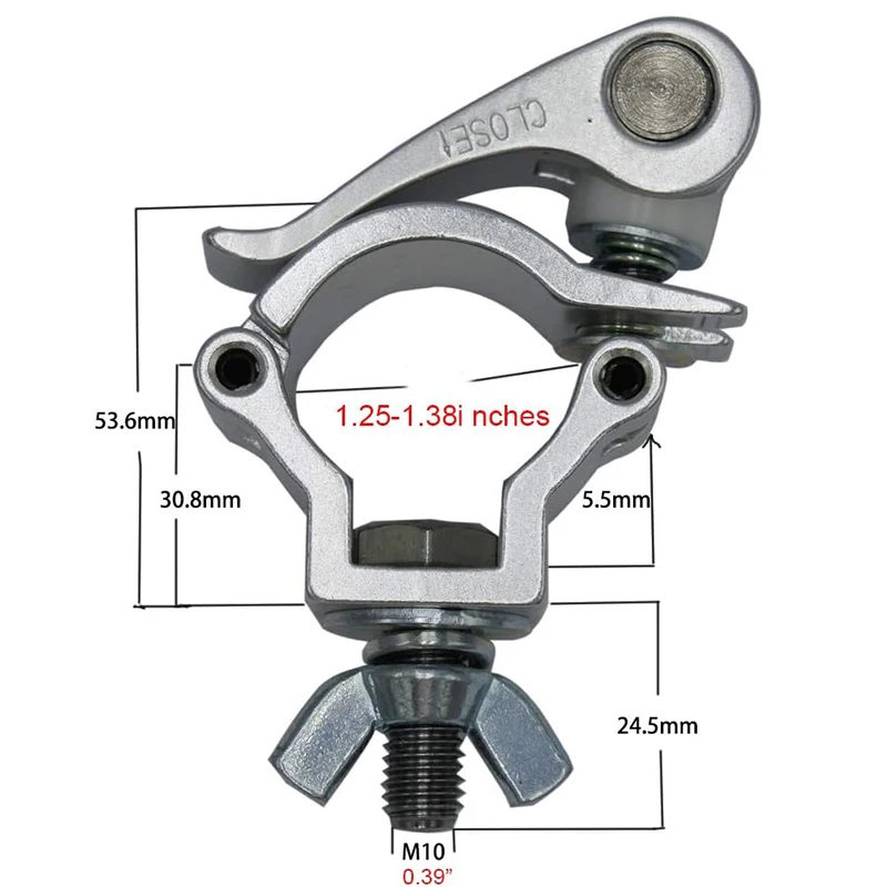 Imagem -04 - Alumínio Stage Lighting Truss Clamp Quick Release Tubulação od Heavy Duty 165 Lbs Movendo a Luz Principal 10 Packs 3235 mm