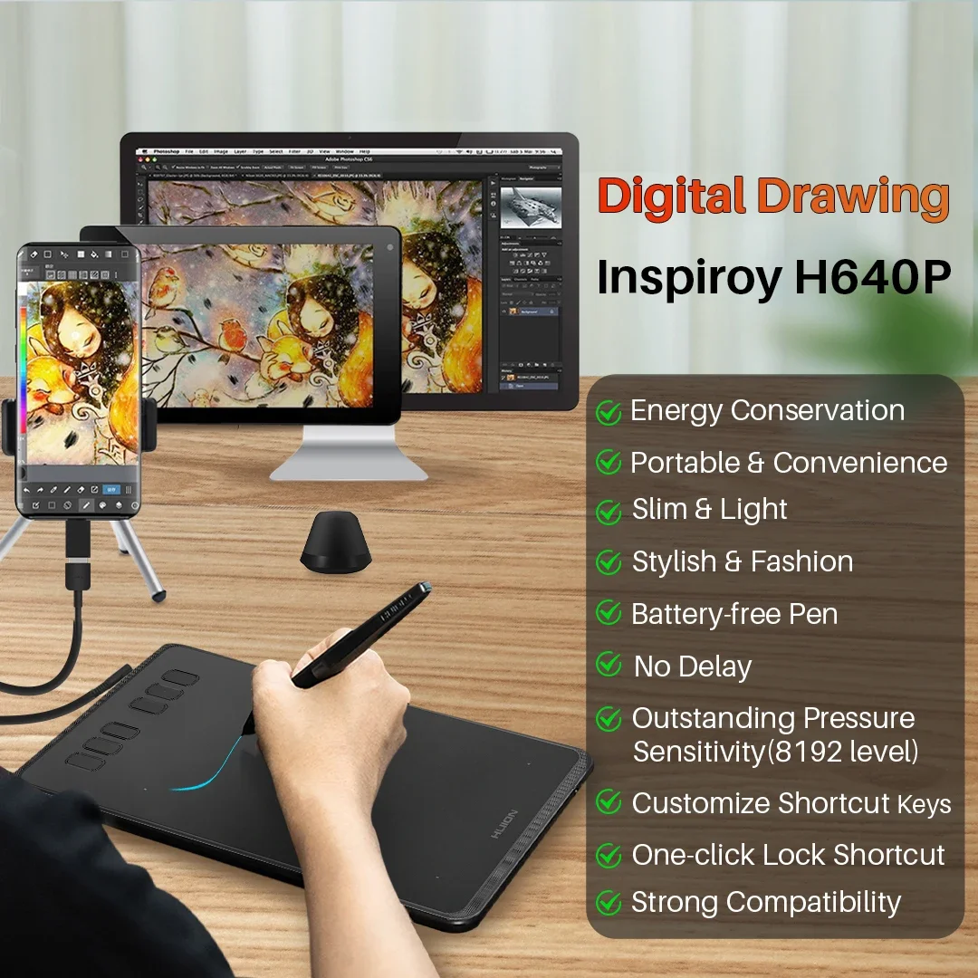 Huion electronic drawing graphic tablet drawing pad with digital pen tablet for designer animation artists