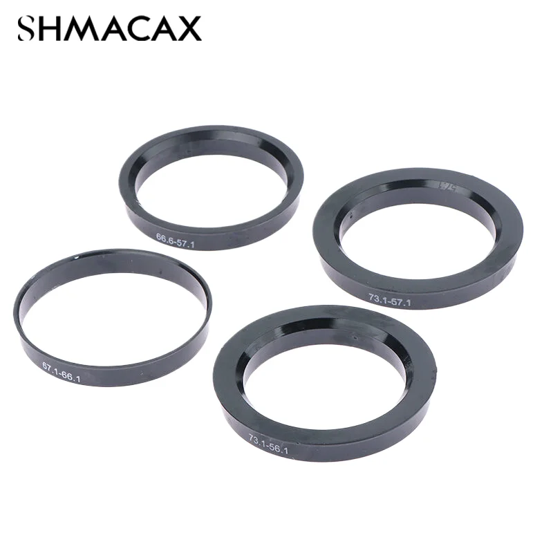 4pcs Car Plastic Wheel Hub Centric Rings Center Bore 66.6-57.1 67.1-60.1 67.1-66.1 73.1-56.1 73.1-56.6 73.1-57.1 73.1-60.1 Black