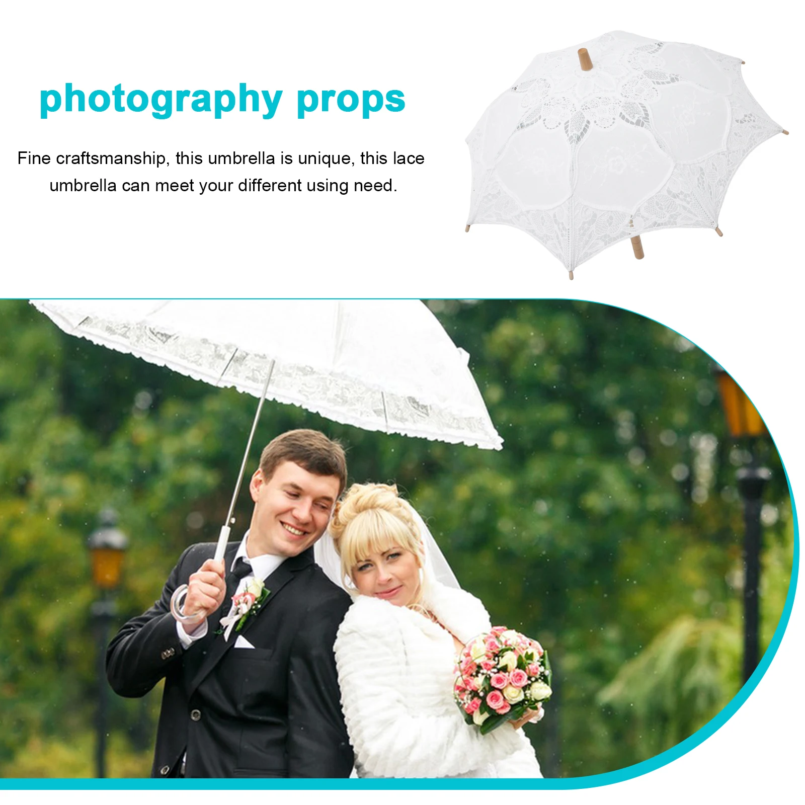 

Delicate Lace Parasol Umbrella Elegant Wedding Prop Children Dance Photo Shoot Soft Natural Long Term Use Photography Props