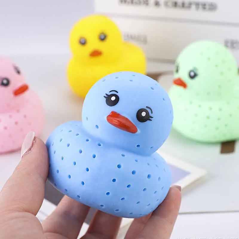 Colorful Sponge Duck Squeeze Toy Water Absorbing Squirting Gadget Stress Relief Bath Shower Relaxation Novelty Accessory Gift