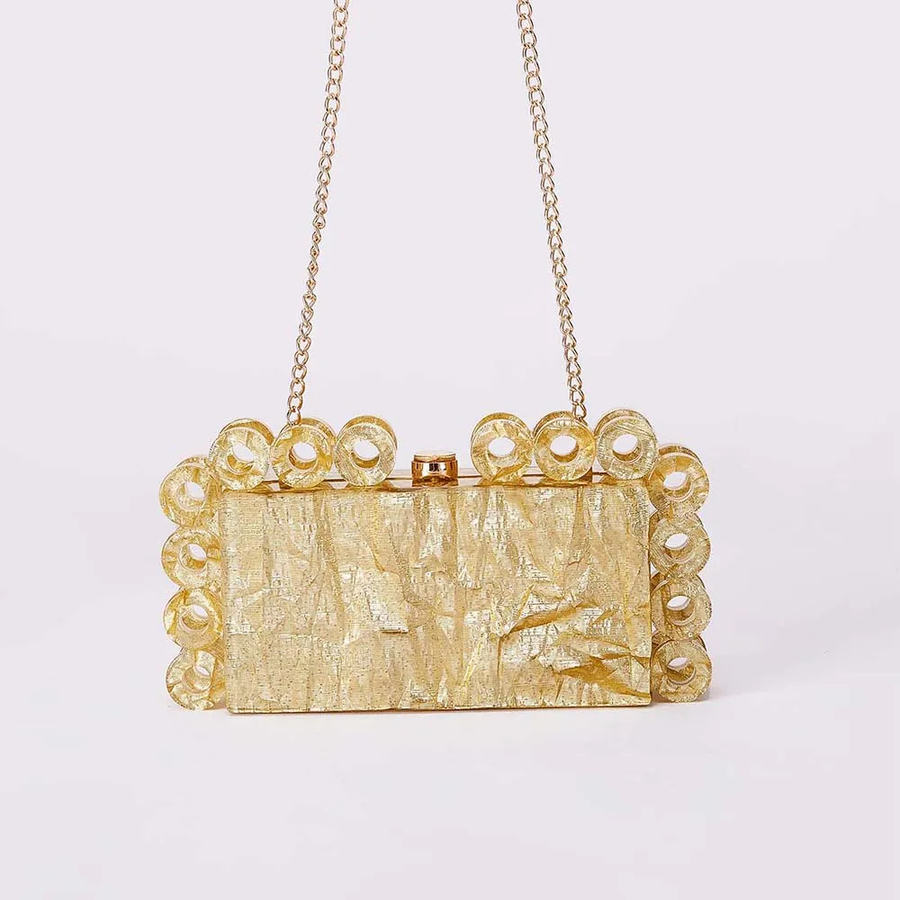 

New Fashionable Circular Acrylic Evening Handbag for Women Shoulder Crossbody Party Clutch