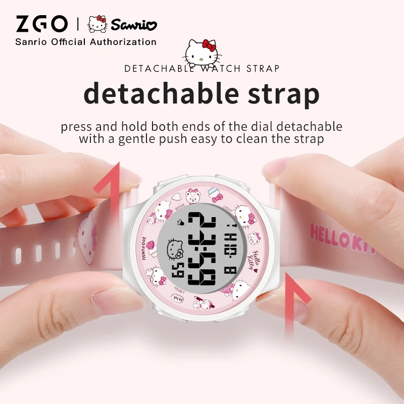 ZGO X Sanrio Hellokitty Jam Tangan Budak Perempuan Multifunction Waterproof Electronic Digital Watch Kids Girl Student Gift 8551