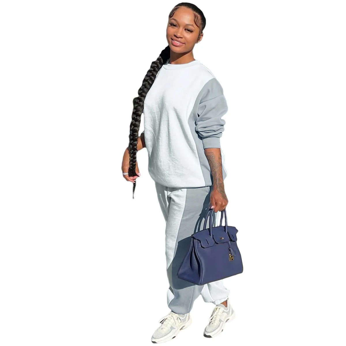 Two-piece Set Of Casual Fashion Sportswear Women's Clothing New Autumn And Winter Models Autumn And Winter Color Matching Sweate