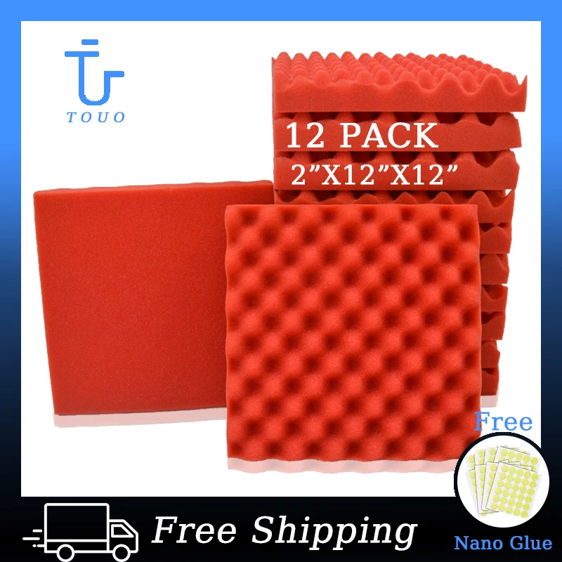 TOUO Acoustic Foam 12 Pcs Wall Soundproofing For Music Studio Sound Insulation Treatment Foam Panels