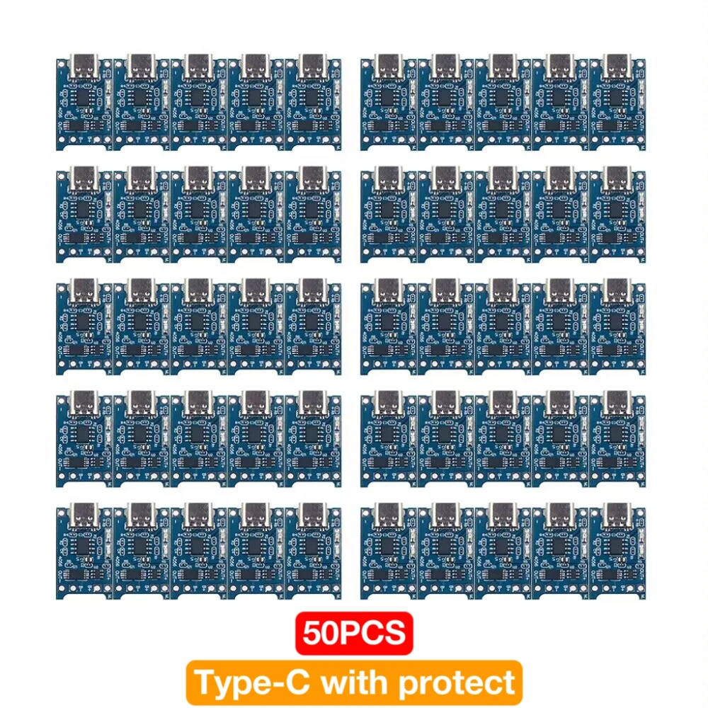 5-50PCS Type-c Micro USB 5V 1A 18650 TP4056 Lithium Battery Charger Module Charging Board With Protection Dual Functions 1A