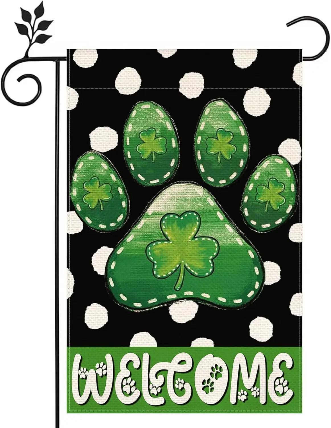 Lucky St Patricks Day Shamrock Garden Flag 12×18 Inch Double Sided Green Clover Welcome Polka Dots Home Outdoor Yard Flag De EEZ