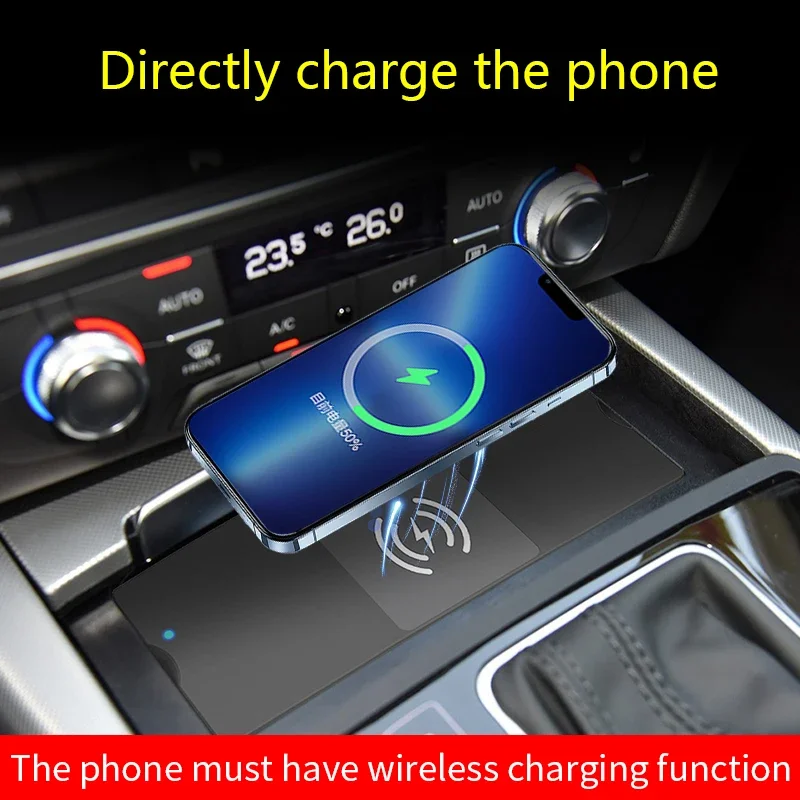 15W Wireless Charging Plate for Audi A6 C7 A7 S6 S7 RS6 RS7 Car Charger Cigarette Lighter USB  27W Quick Charging QC3.0 PD TypeC