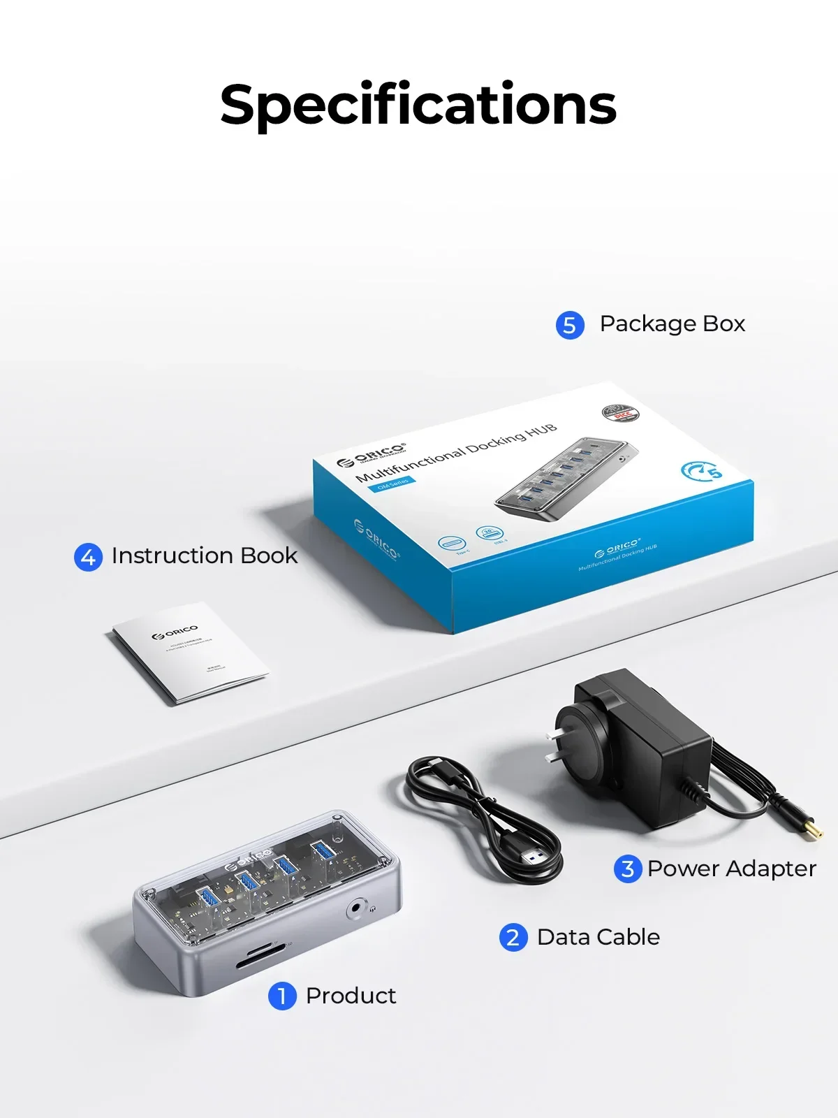 Imagem -06 - Orico-alumínio Liga Usb 3.1 Hub 5gbps Transmissão de Alta Velocidade Portas Simulação de Expansão Suporta Dispositivos tipo c e Usb