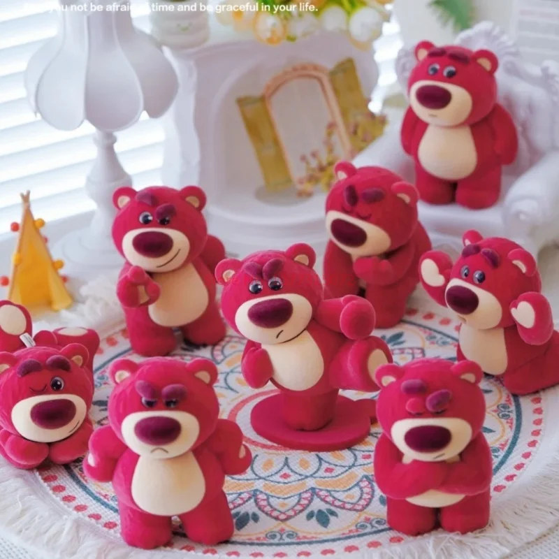 52toys Disney  Lotso It\'s Me 2 Strawberry Bearsecond Generation Flocking Model Collection Desktop Decoration Kids Holiday gifts