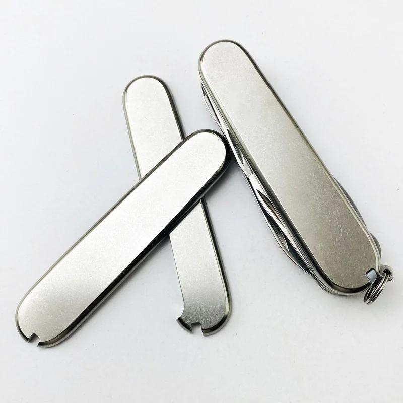 A Pair Titanium Alloy Folding Tool DIY Shank Patch Outdoor Hunting Grips for 91MM Army Knife Scales Transparent Shell