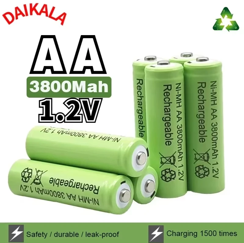 

100% Original 1.2V 3800mAh Pre Charged NI-MH Rechargeable AA Battery, Suitable for Toy Cameras, Microphones, Clocks