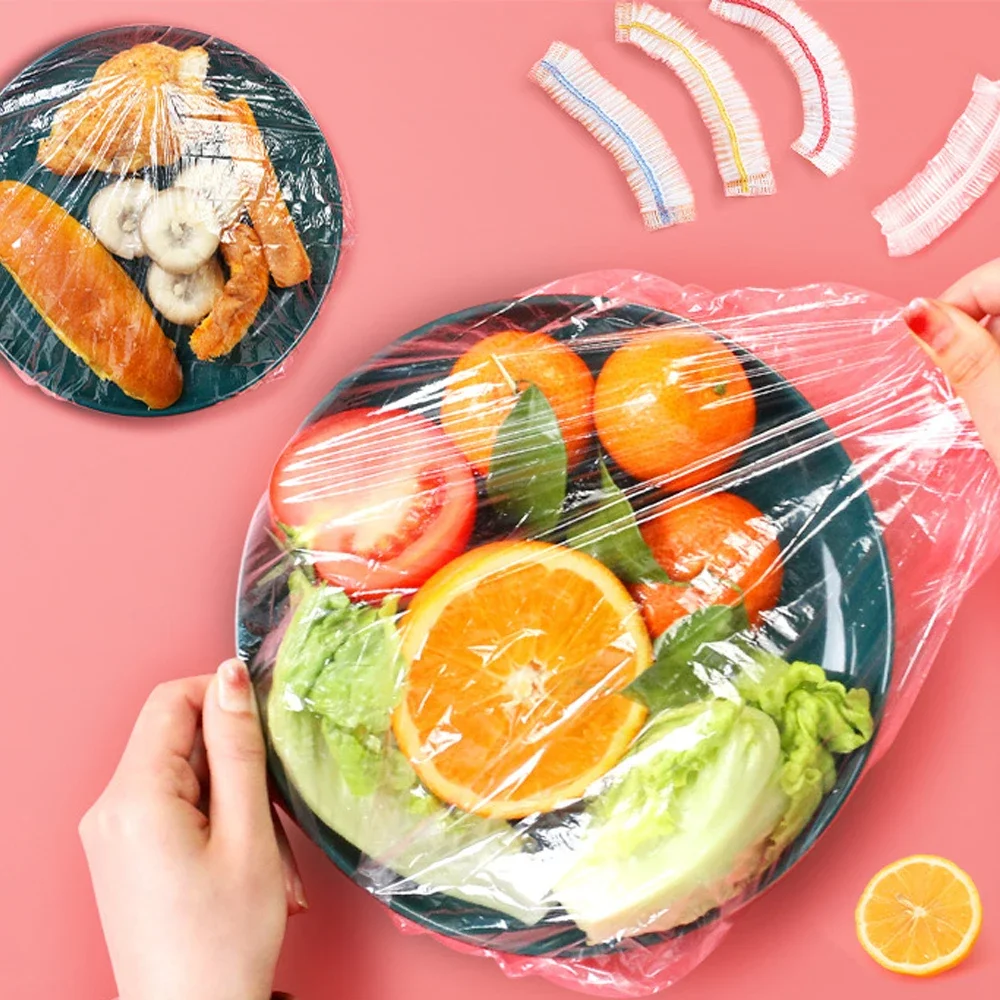 100/200/500PCS Disposable Food Cover Wrap Food Grade Fruit Vegetable Storage Bag Elastic Plastic Bag Kitchen Fresh Keeping Bag