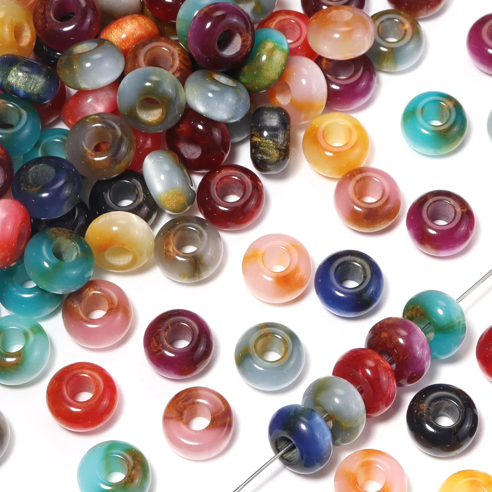 10/30 Stück 8x14mm Bunte Glitzernde Harzperlen Charms Großloch-Abakus-Abstandsperlen DIY Schlüsselanhänger Armband Halskette Schmuckherstellung – Detail 3