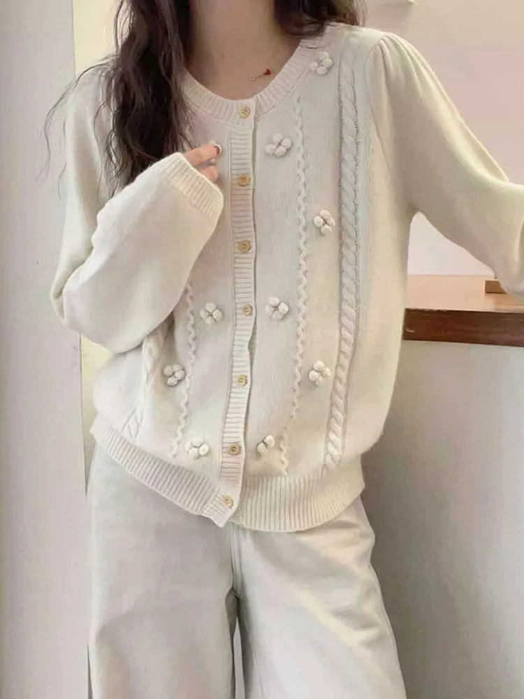 

Ele Korean Sle Camere Knitted Long Sve round Ne Single Button Design Sweater Coat Age Reducing Versatile Outerwear