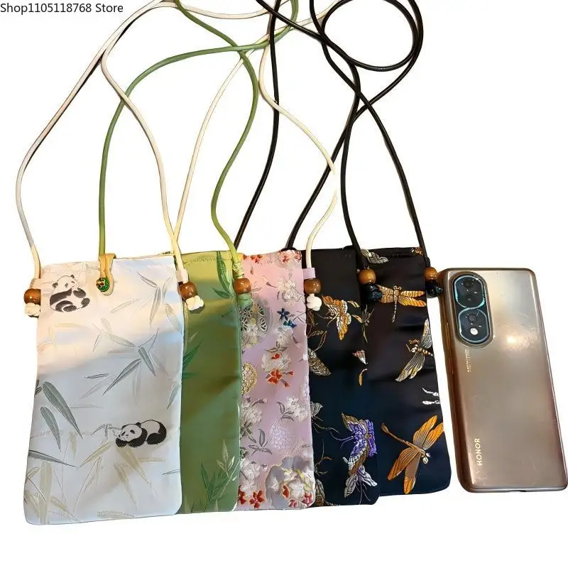 

Сумка через плечо с вышивкой в древнем стиле, соответствующая маленькая сумка Hanfu, женская сумка через плечо для мобильного телефона